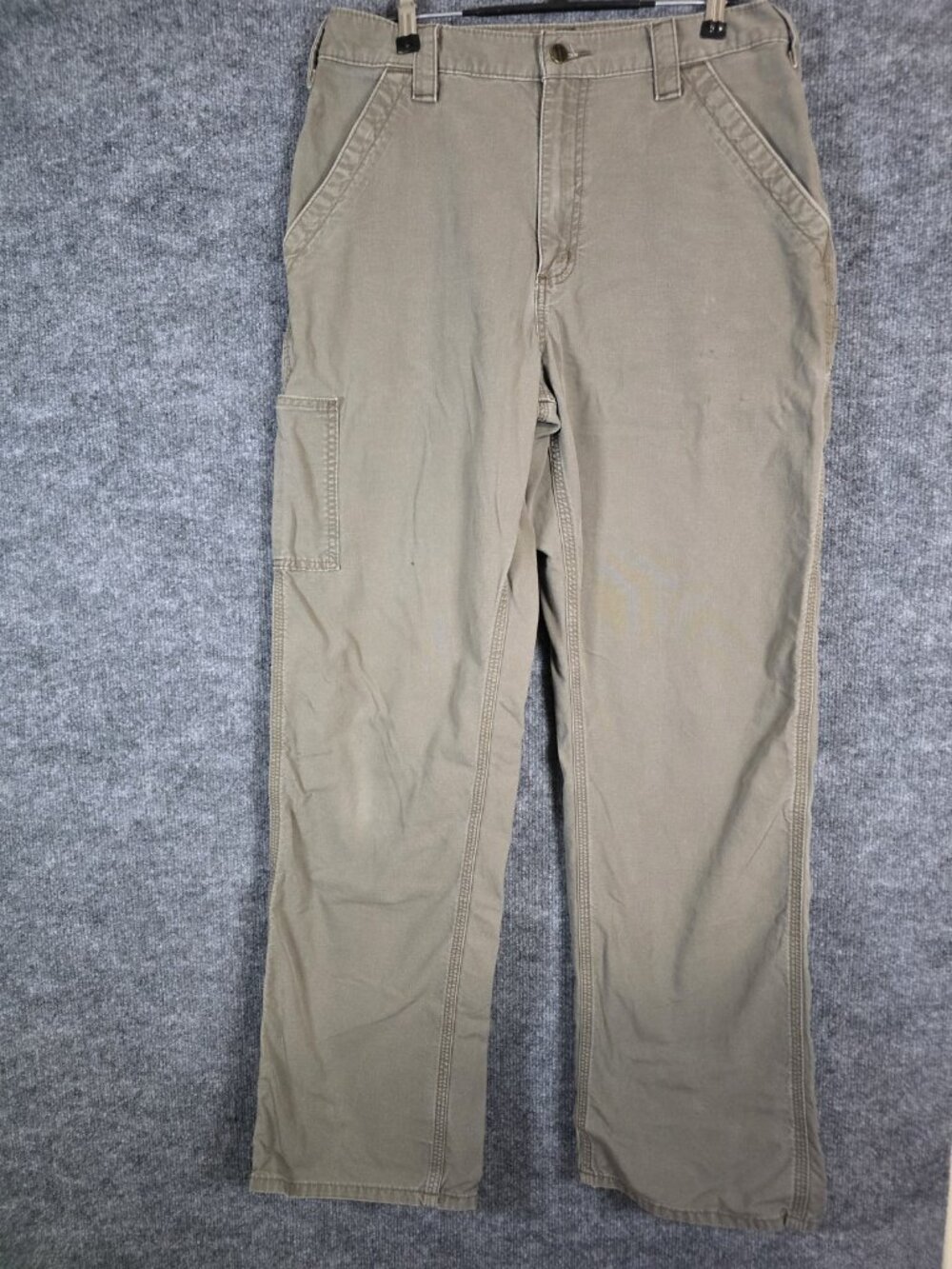 Carhartt Carpenter Pants Mens 33x34 Brown Relaxed Canvas Workwear Stains FLAW